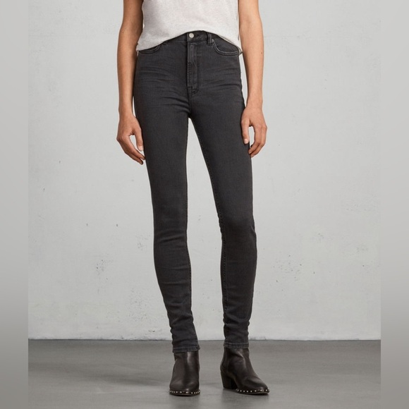 Allsaints Stilt Jet Black Skinny Jeans - Picture 1 of 16